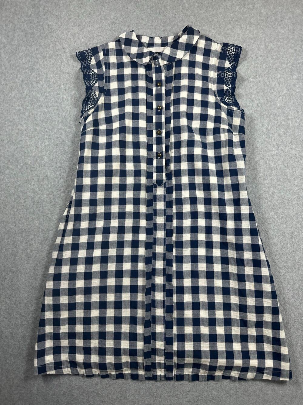 Dear Creatures Gingham Tank Shirt Dress Women's Size XS Blue White Dress